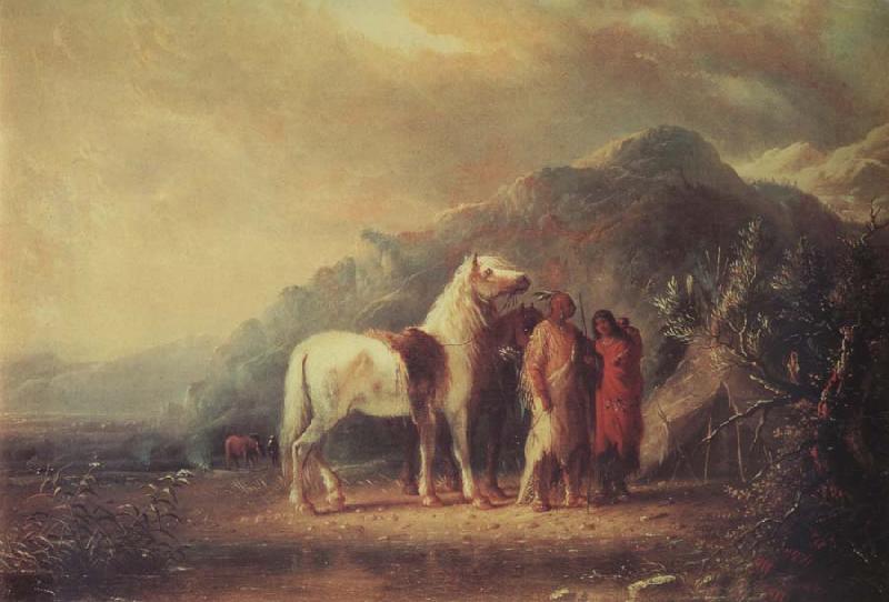 Alfred Jacob Miller Sioux camp Scene oil painting image